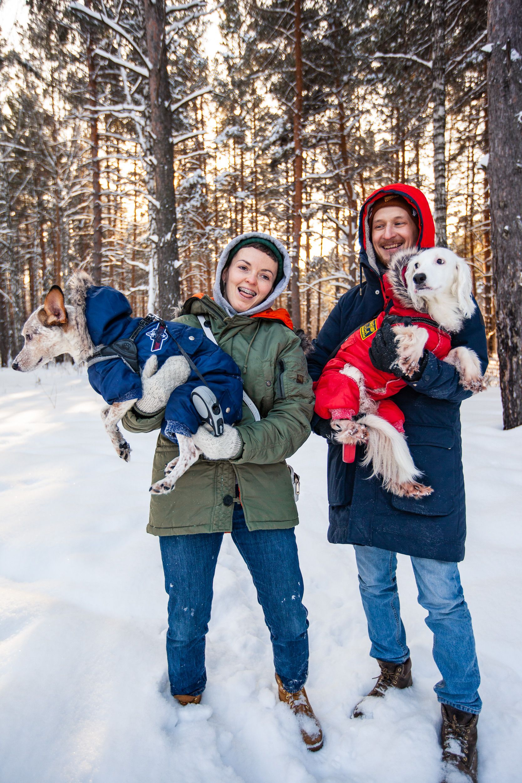 John and Claire, founders of Good Years Co., with their two dogs